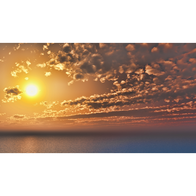 フリーデータ 2D CG 背景画像 空 雲 夕陽 夕焼け 夕暮れ 太陽 海 sky sunset cloud sea ocean