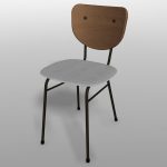 【家具】茶色の木目の スチールパイプ椅子【formZ】 chair_0045