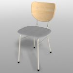 【家具】クリーム色の木目の スチールパイプ椅子【formZ】 chair_0046