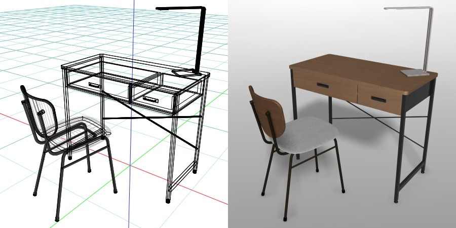 formZ 3D インテリア 家具 椅子 スチールパイプ椅子 interior furniture chair オフィス家具 いす イス デスク desk ライト light