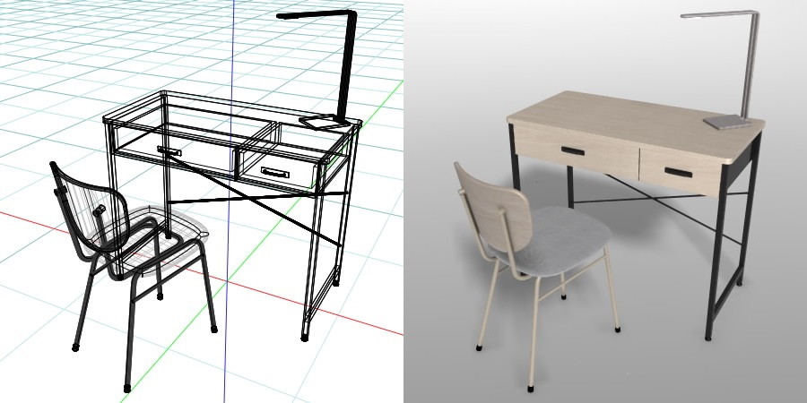 formZ 3D インテリア 家具 椅子 スチールパイプ椅子 interior furniture chair オフィス家具 いす イス デスク desk ライト light