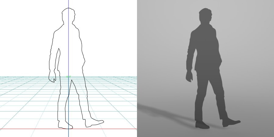 formZ 3D シルエット silhouette 男性 man ジャケット 歩く walk