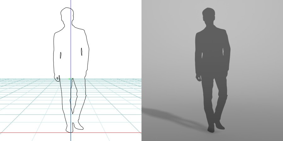 formZ 3D シルエット silhouette 男性 man ジャケット 歩く walk スーツ 背広 business suit