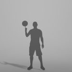 【シルエット】指の上でボールを回す バスケ選手【formZ】 man_0079