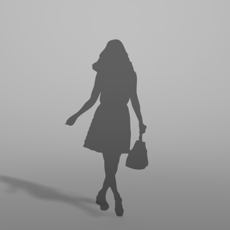 formZ 3D シルエット silhouette 女性 woman female lady スカート skirt 鞄 bag 歩く walk