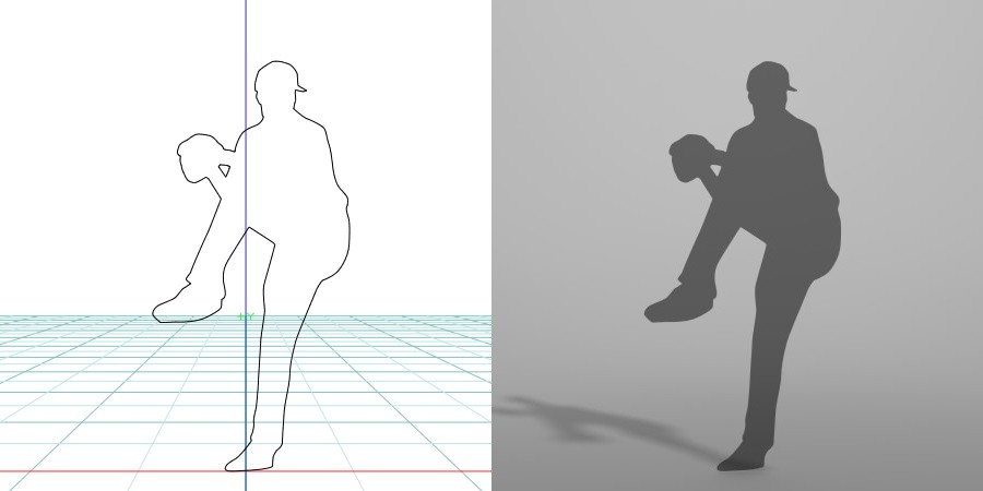 formZ 3D シルエット silhouette 男性 man スポーツ sport 野球 ベース ボール base ball