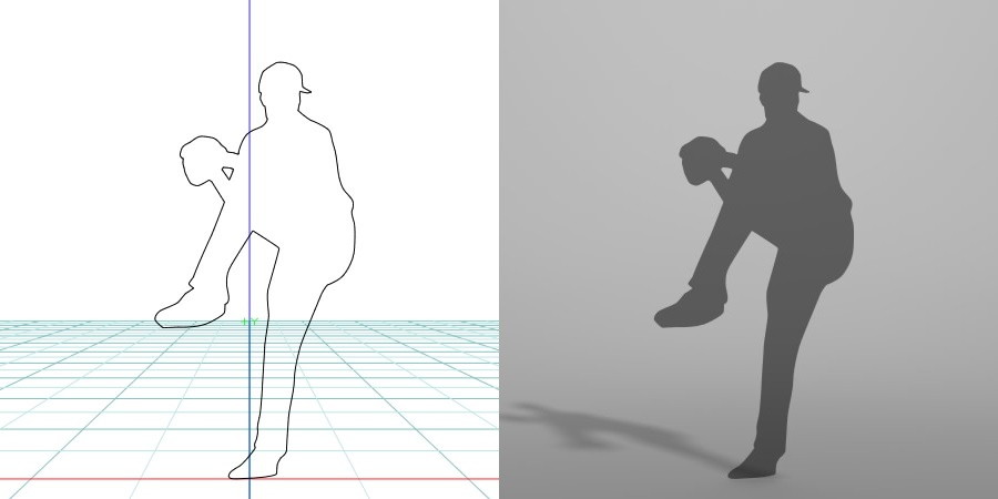 formZ 3D シルエット silhouette 男性 man スポーツ sport 野球 ベース ボール base ball