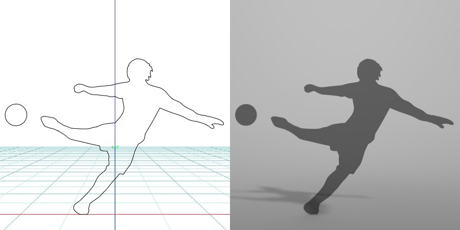 formZ 3D シルエット silhouette 男性 man スポーツ sport サッカー soccer football 蹴球