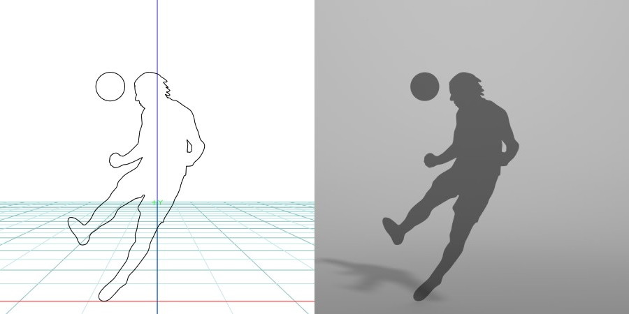 formZ 3D シルエット silhouette 男性 man スポーツ sport サッカー soccer football 蹴球