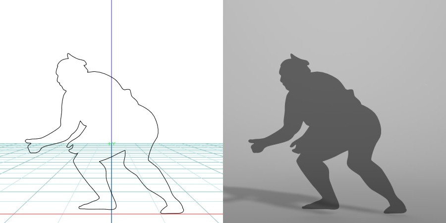 formZ 3D シルエット silhouette 男性 man スポーツ sport 相撲 sumo sumo-wrestling 力士 相撲取り お相撲さん sumo-wrestler