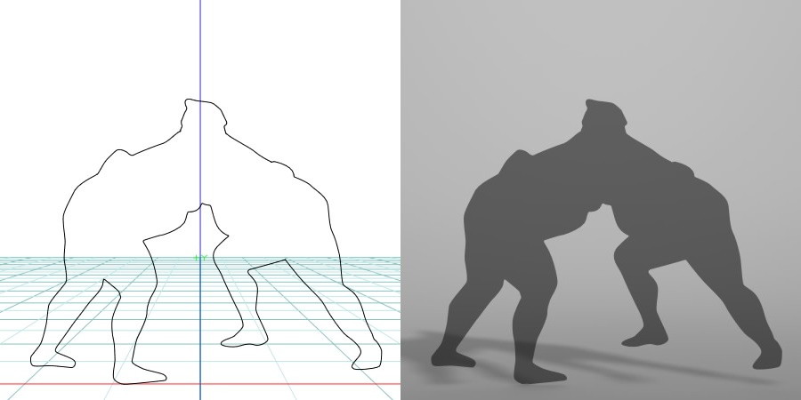 formZ 3D シルエット silhouette 男性 man スポーツ sport 相撲 sumo sumo-wrestling 力士 相撲取り お相撲さん sumo-wrestler