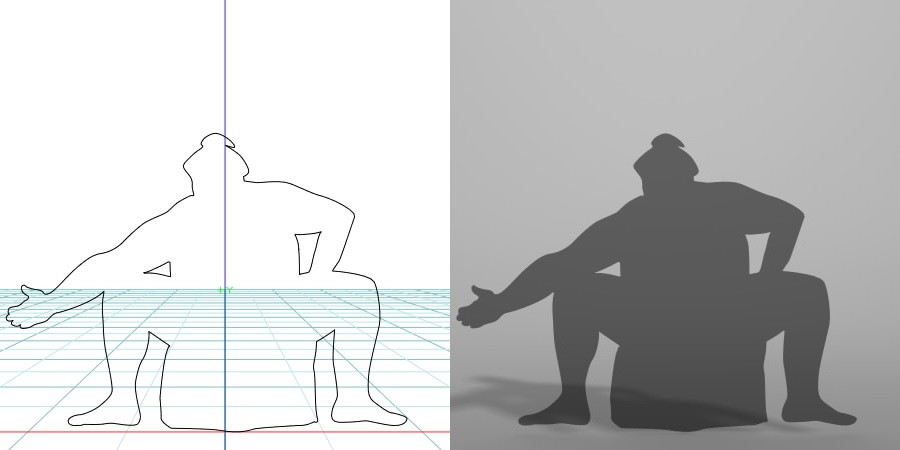 formZ 3D シルエット silhouette 男性 man スポーツ sport 相撲 sumo sumo-wrestling 力士 相撲取り お相撲さん sumo-wrestler