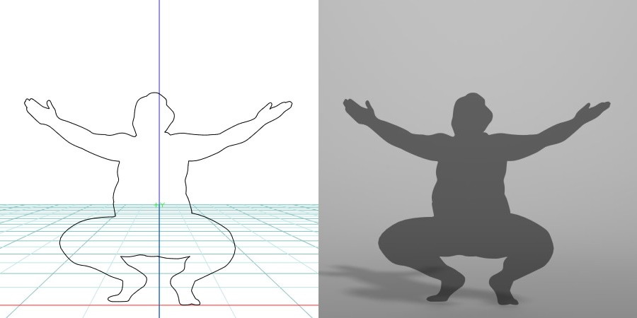 formZ 3D シルエット silhouette 男性 man スポーツ sport 相撲 sumo sumo-wrestling 力士 相撲取り お相撲さん sumo-wrestler