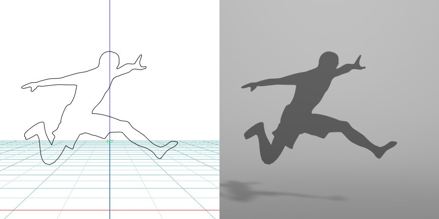 formZ 3D シルエット silhouette 男性 man スポーツ sport 走る run ジャンプ jump