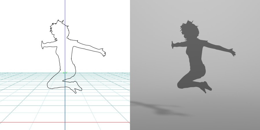 formZ 3D シルエット silhouette 女性 woman female lady ジャンプ 飛び跳ねる jump