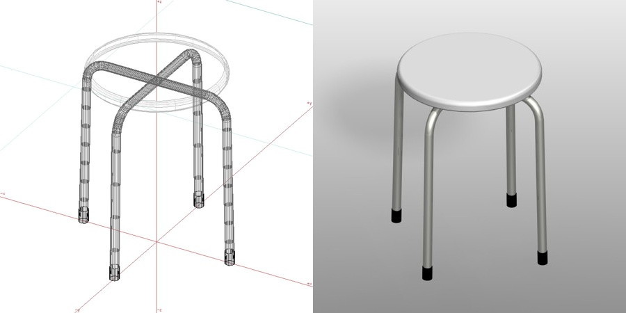 formZ 3D インテリア 家具 椅子 パイプ椅子 丸椅子 interior furniture chair