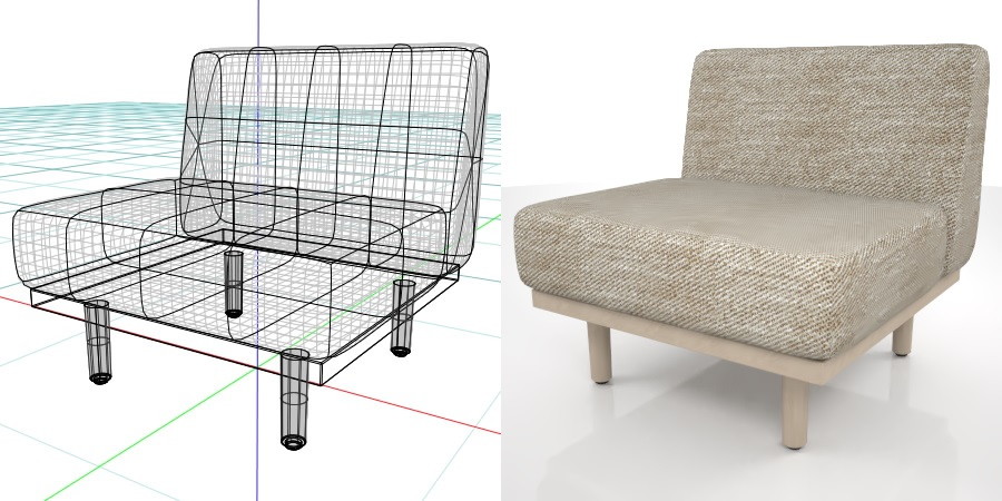 formZ 3D インテリア interior 家具 furniture 椅子 いす イス chair 長椅子 ソファ sofa リビングチェア livingchair