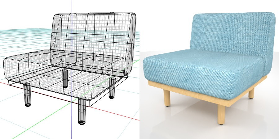 formZ 3D インテリア interior 家具 furniture 椅子 いす イス chair 長椅子 ソファ sofa リビングチェア livingchair