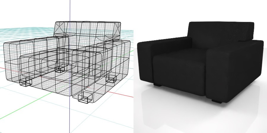 formZ 3D インテリア interior 家具 furniture 椅子 いす イス chair 長椅子 ソファ sofa リビングチェア livingchair