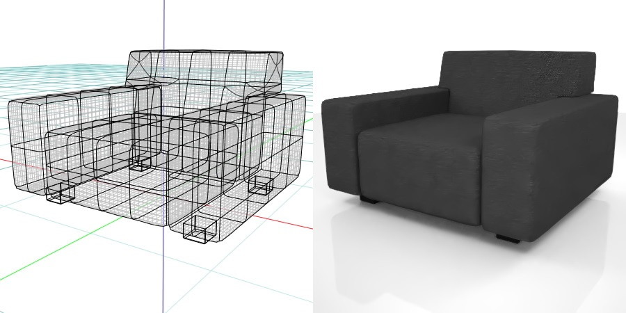 formZ 3D インテリア interior 家具 furniture 椅子 いす イス chair 長椅子 ソファ sofa リビングチェア livingchair
