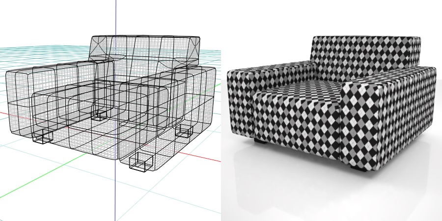 formZ 3D インテリア interior 家具 furniture 椅子 いす イス chair 長椅子 ソファ sofa リビングチェア livingchair