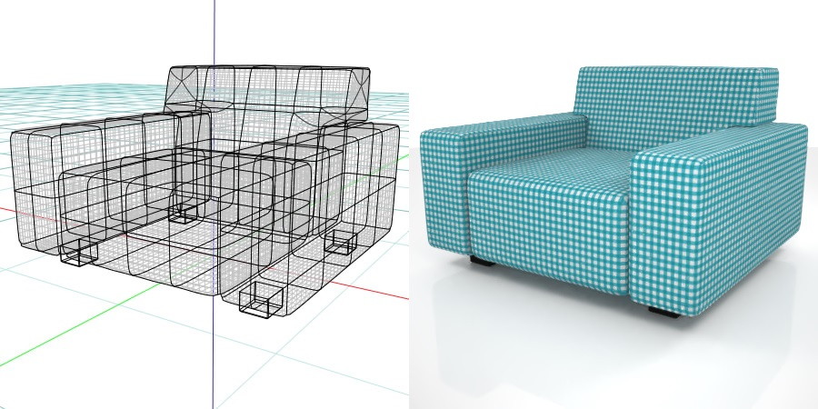 formZ 3D インテリア interior 家具 furniture 椅子 いす イス chair 長椅子 ソファ sofa リビングチェア livingchair