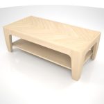 【家具】クリーム色の木目の ローテーブル【formZ】 table_0040