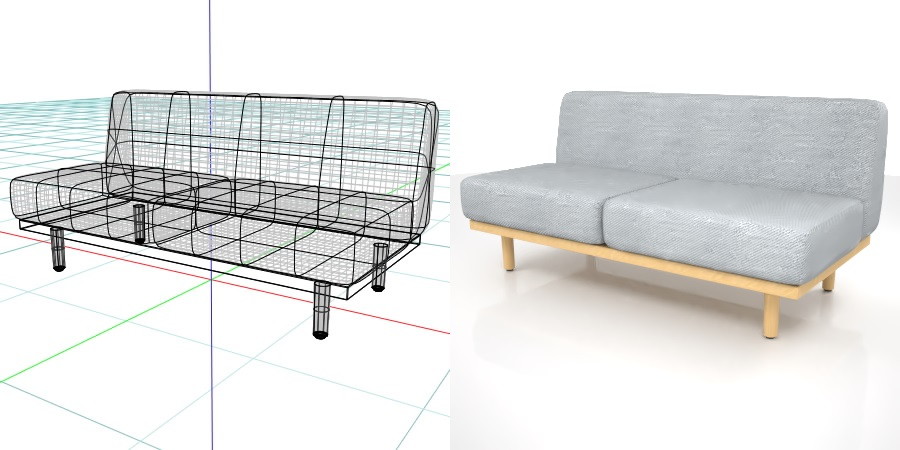 formZ 3D インテリア interior 家具 furniture 椅子 いす イス chair 長椅子 ソファ sofa リビングチェア livingchair