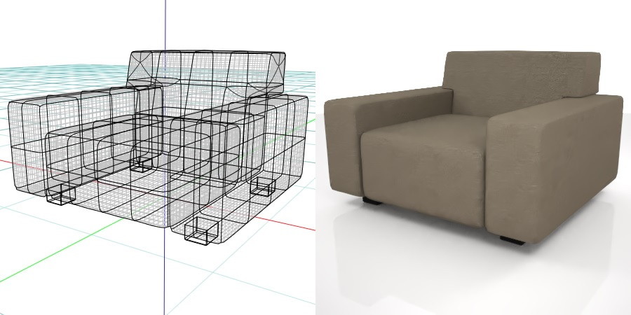 formZ 3D インテリア interior 家具 furniture 椅子 いす イス chair 長椅子 ソファ sofa リビングチェア livingchair