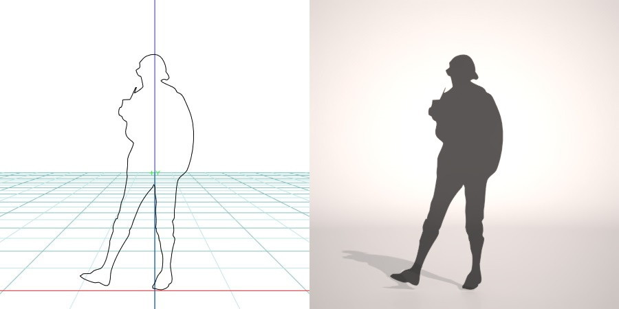 formZ 3D シルエット silhouette 女性 woman female lady 歩く walk