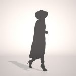 【シルエット】帽子とコートを着た 歩く女性【formZ】 woman_0082