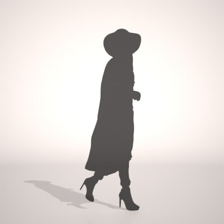 formZ 3D シルエット silhouette 女性 woman female lady コート coat 帽子 hat ハイヒール high heels 歩く walk