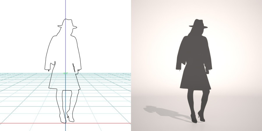 formZ 3D シルエット silhouette 女性 woman female lady 帽子 hat