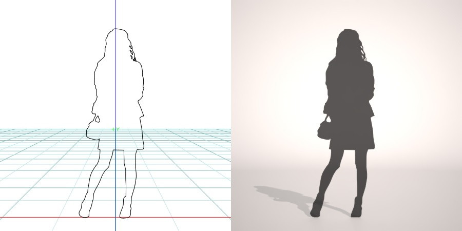 formZ 3D シルエット silhouette 女性 woman female lady スカート skirt バッグ 鞄 カバン bag