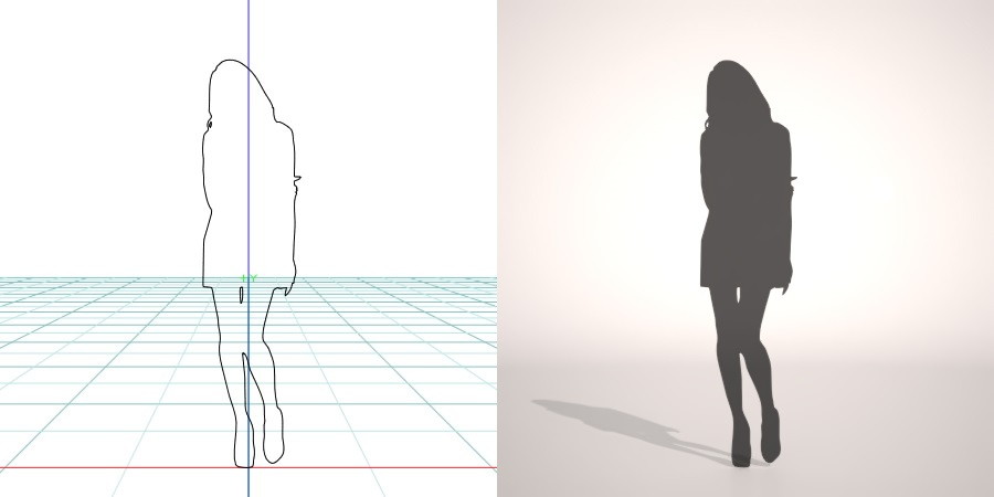 formZ 3D シルエット silhouette 女性 woman female lady ワンピース one-piece dress ミニワンピ