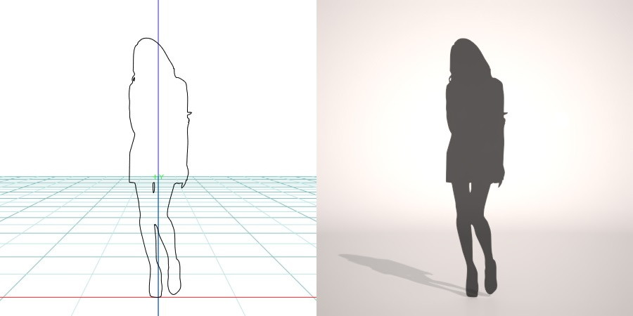 formZ 3D シルエット silhouette 女性 woman female lady ワンピース one-piece dress ミニワンピ