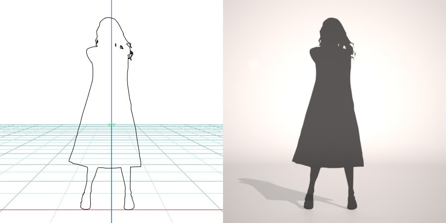 formZ 3D シルエット silhouette 女性 woman female lady ワンピース one-piece dress