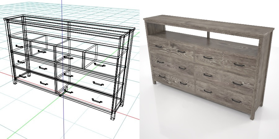 formZ 3D インテリア interior 家具 furniture 棚 ラック rack shelf キャビネット cabinet 飾り棚 リビングボード living