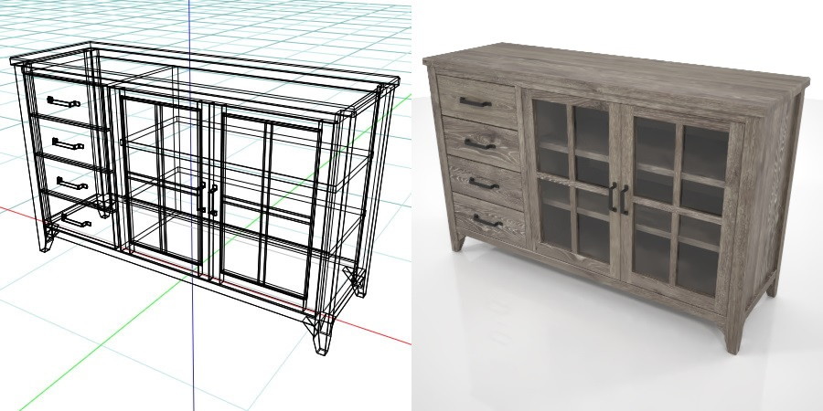 formZ 3D インテリア interior 家具 furniture 棚 ラック rack shelf キャビネット cabinet 飾り棚 リビングボード living カップボード cupboard 食器棚