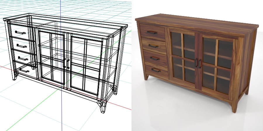 formZ 3D インテリア interior 家具 furniture 棚 ラック rack shelf キャビネット cabinet 飾り棚 リビングボード living カップボード cupboard 食器棚