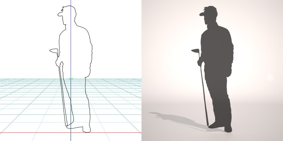 formZ 3D シルエット silhouette 男性 man ゴルフ ゴルフクラブ golf