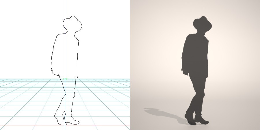 formZ 3D シルエット silhouette 男性 man 帽子 hut