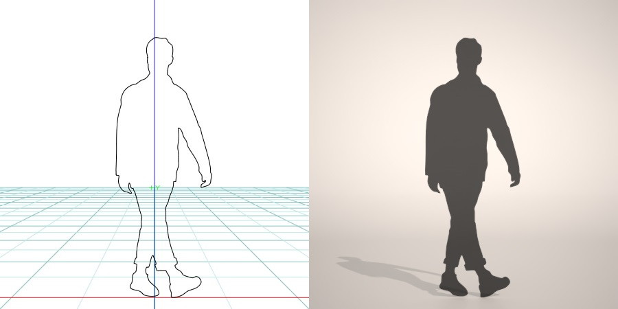 formZ 3D シルエット silhouette 男性 man 歩く walk スニーカー sneakers