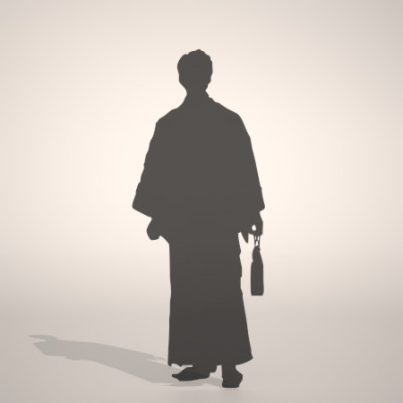 formZ 3D シルエット silhouette 男性 man 着物 羽織 日本 和服 雪駄 草履