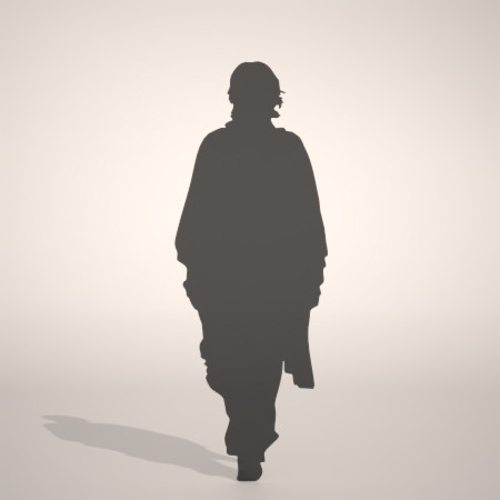 formZ 3D シルエット silhouette 男性 man 着物 羽織 日本 和服 雪駄 草履 歩く walk