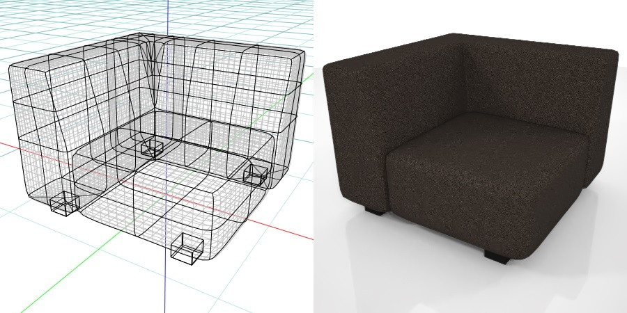 formZ 3D インテリア interior 家具 furniture 椅子 いす イス chair 長椅子 ソファ sofa リビングチェア livingchair