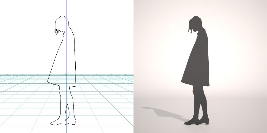 formZ 3D シルエット silhouette 女性 woman female lady ワンピース one-piece dress