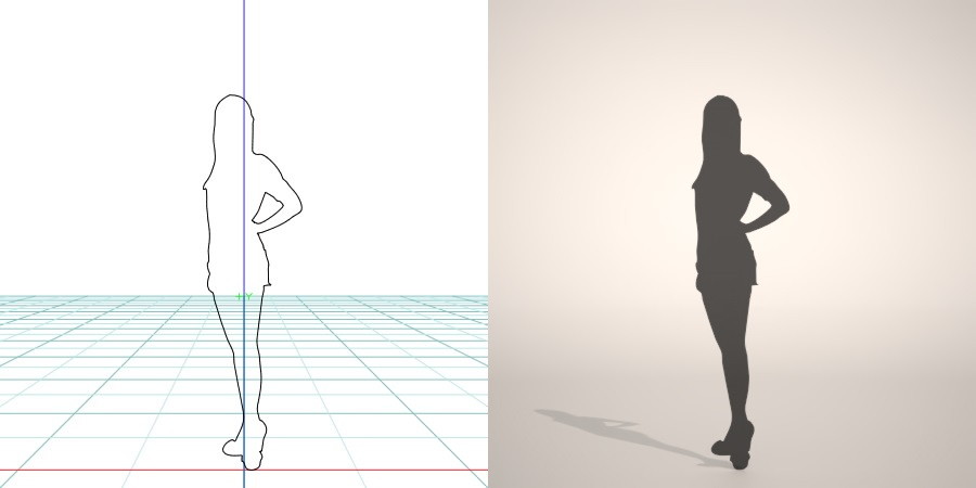 formZ 3D シルエット silhouette 女性 woman female lady ミニスカート skirt