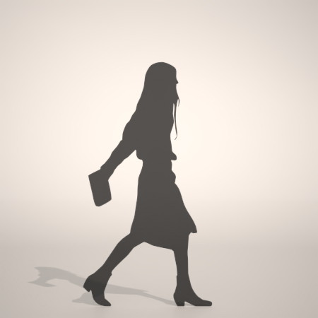 formZ 3D シルエット silhouette 女性 woman female lady 歩く walk 鞄 かばん カバン bag