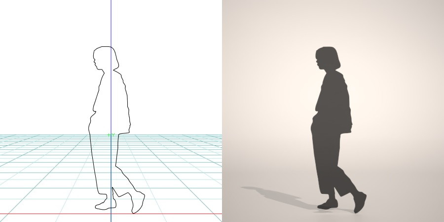 formZ 3D シルエット silhouette 女性 woman female lady 歩く walk